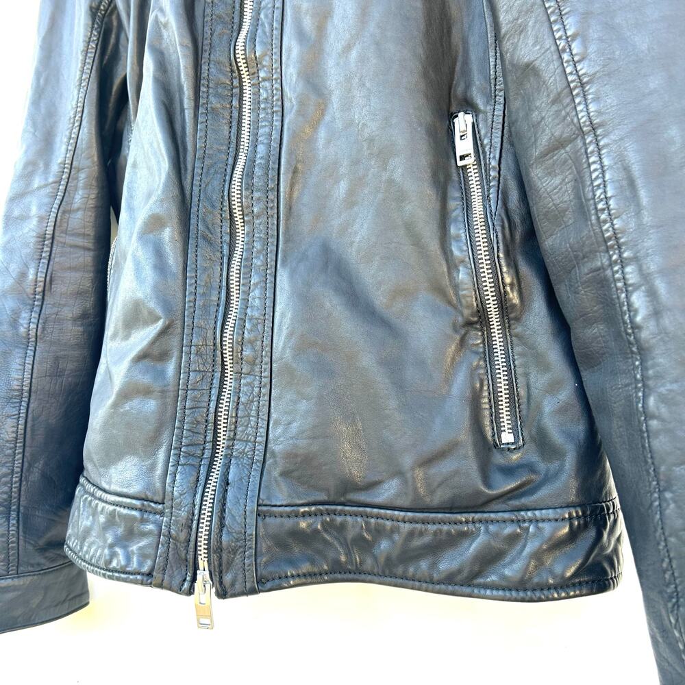 J. Lindeberg Men’s Moto Biker Leather Jacket Zip Black Medium J.Lindberg - Picture 7 of 12